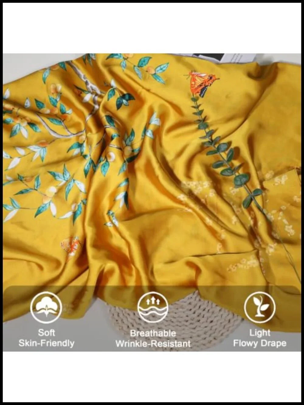 Silk Feeling Scarf Large Lightweight Shawl Wrap Silky Soft Polyester